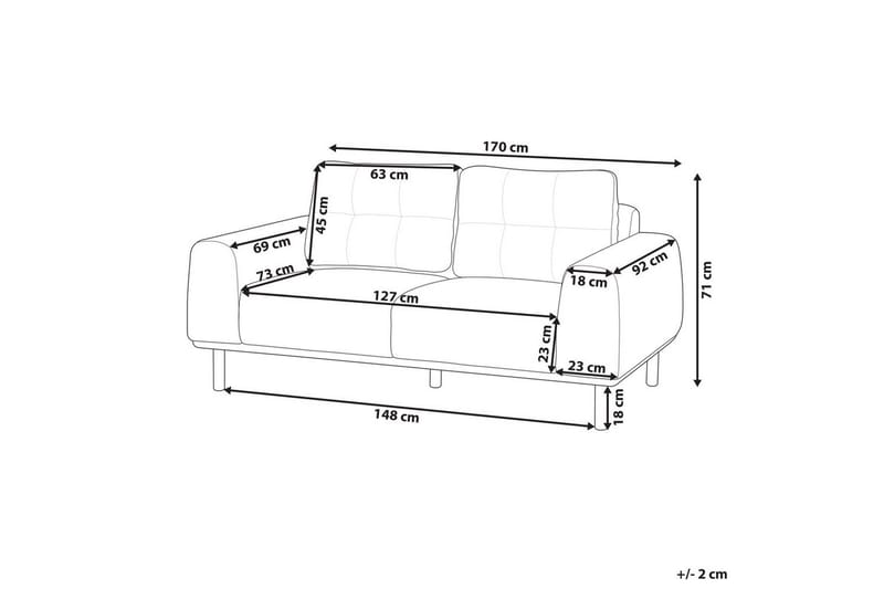 2-sitssoffa Beliani Laurila Beige, mörkt trä Green||Dark colored wood - Huonekalut - Sohva - 2:n istuttava sohva