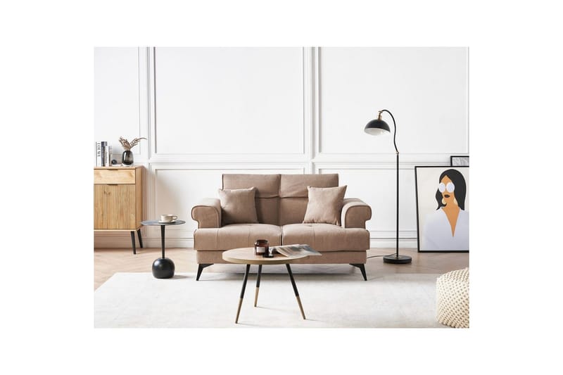 2-sitssoffa Beliani Skive Beige Brown - Ruskea - Huonekalut - Sohva - 2:n istuttava sohva