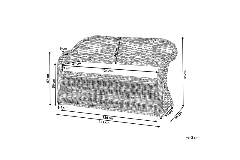 2-sitssoffa Beliani Susua Nature - Puutarhakalusteet - Ulkosohva & puutarhapenkki - Puutarhasohva