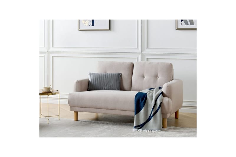 2-sitssoffa Beliani Tuve Beige, ljust trä, Bouclé Beige||Light colored wood VALUE_MISSING_2 - Huonekalut - Sohva - 2:n istuttava sohva