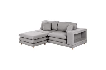 2-sitssoffa med fotpall Beliani Heden Beige/ljust trä Grey||Light colored wood - Huonekalut - Sohva - 2:n istuttava sohva