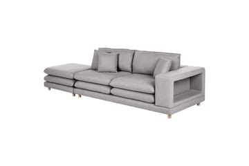 2-sitssoffa med fotpall Beliani Heden Beige/ljust trä Grey||Light colored wood - Huonekalut - Sohva - 2:n istuttava sohva