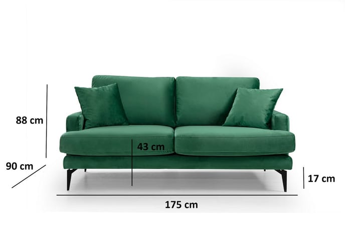 2:n ist Sohva Naiomy - Vihreä/Musta - Sohva - 2:n istuttava sohva