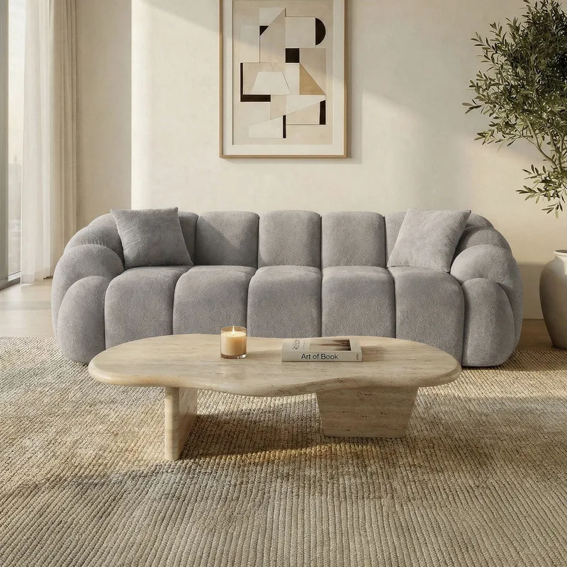 3-istuttava sohva Atelier Del Sofa Octavio (233 x 70 x 80 cm) Harmaa - Huonekalut - Sohva - 3:n istuttava sohva