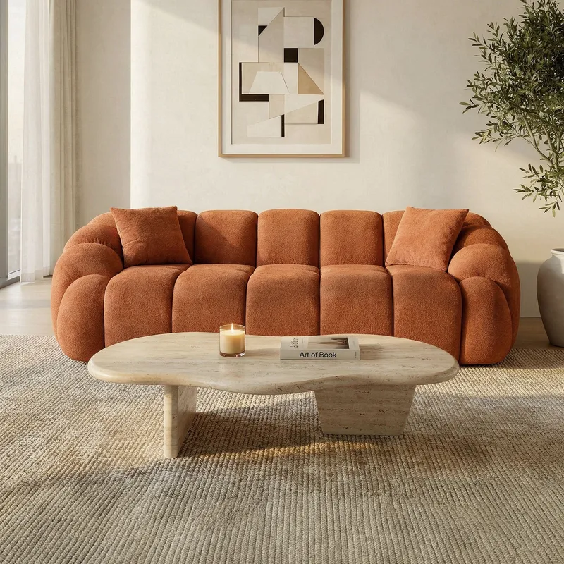 3-istuttava sohva Atelier Del Sofa Octavio (233 x 70 x 80 cm) Laatanpunainen - Huonekalut - Sohva - 3:n istuttava sohva