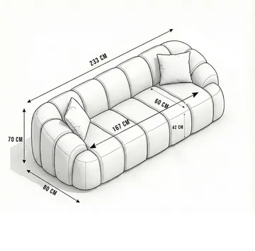3-istuttava sohva Atelier Del Sofa Octavio (233 x 70 x 80 cm) Laatanpunainen - Huonekalut - Sohva - 3:n istuttava sohva