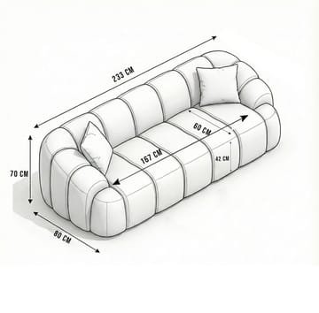3-istuttava sohva Atelier Del Sofa Octavio (233 x 70 x 80 cm) Laivastonsininen - Huonekalut - Sohva - 3:n istuttava sohva