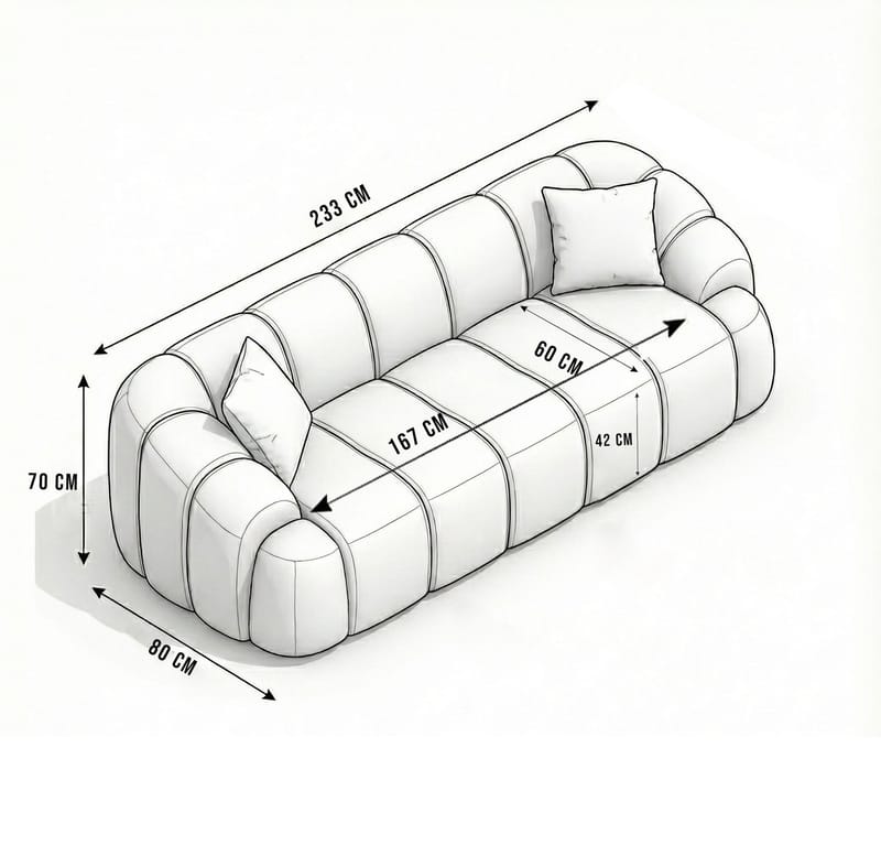 3-istuttava sohva Atelier Del Sofa Octavio (233 x 70 x 80 cm) Turkoosi - Huonekalut - Sohva - 3:n istuttava sohva