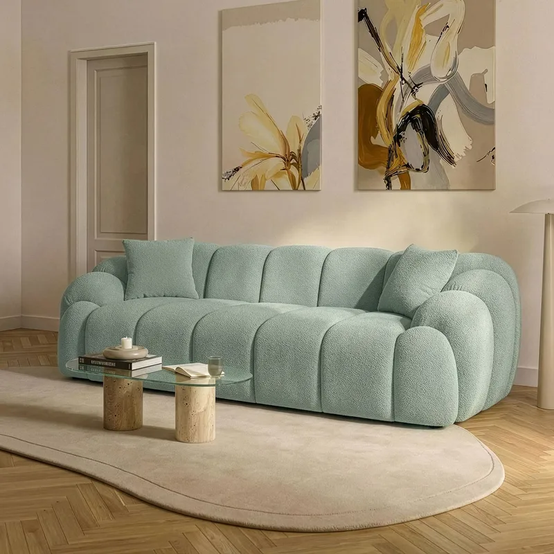 3-istuttava sohva Atelier Del Sofa Octavio (233 x 70 x 80 cm) Turkoosi - Huonekalut - Sohva - 3:n istuttava sohva