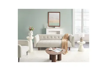 3-sitssoffa Beliani Byske Beige, mörkt trä Beige||Dark colored wood - Huonekalut - Sohva - 3:n istuttava sohva
