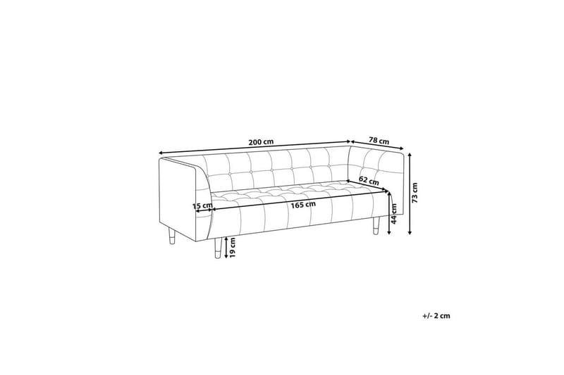 3-sitssoffa Beliani Byske Beige, mörkt trä Green||Dark colored wood - Huonekalut - Sohva - 3:n istuttava sohva