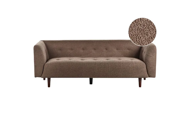 3-sitssoffa Beliani Byske Beige, mörkt trä NO_BRAND Brown||Dark colored wood, undefined