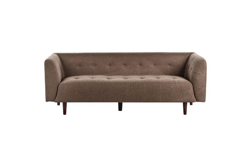 3-sitssoffa Beliani Byske Beige, mörkt trä NO_BRAND Brown||Dark colored wood - Huonekalut - Sohva - 3:n istuttava sohva