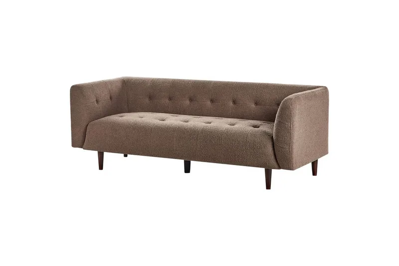 3-sitssoffa Beliani Byske Beige, mörkt trä NO_BRAND Brown||Dark colored wood - Huonekalut - Sohva - 3:n istuttava sohva