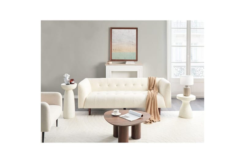 3-sitssoffa Beliani Byske Beige, mörkt trä NO_BRAND White - Valkoinen - Huonekalut - Sohva - 3:n istuttava sohva