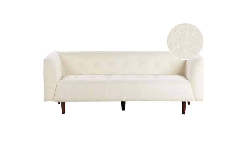 3-sitssoffa Beliani Byske Beige, mörkt trä NO_BRAND White, Valkoinen