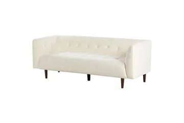 3-sitssoffa Beliani Byske Beige, mörkt trä White - Valkoinen - Huonekalut - Sohva - 3:n istuttava sohva