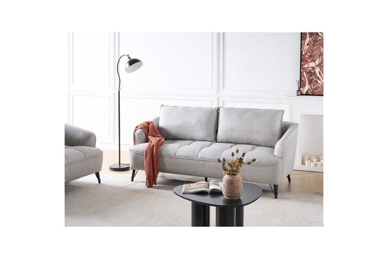 3-sitssoffa Beliani Hobro Brun, Svart Grey||Black - Huonekalut - Sohva - 3:n istuttava sohva