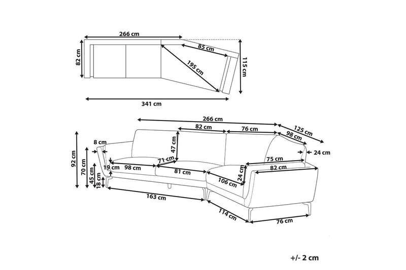 3-sitssoffa Beliani Kansseli Beige, svart White||Black - Huonekalut - Sohva - 3:n istuttava sohva