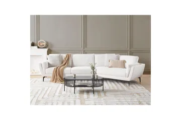 3-sitssoffa Beliani Kansseli Beige, svart White||Black - Huonekalut - Sohva - 3:n istuttava sohva