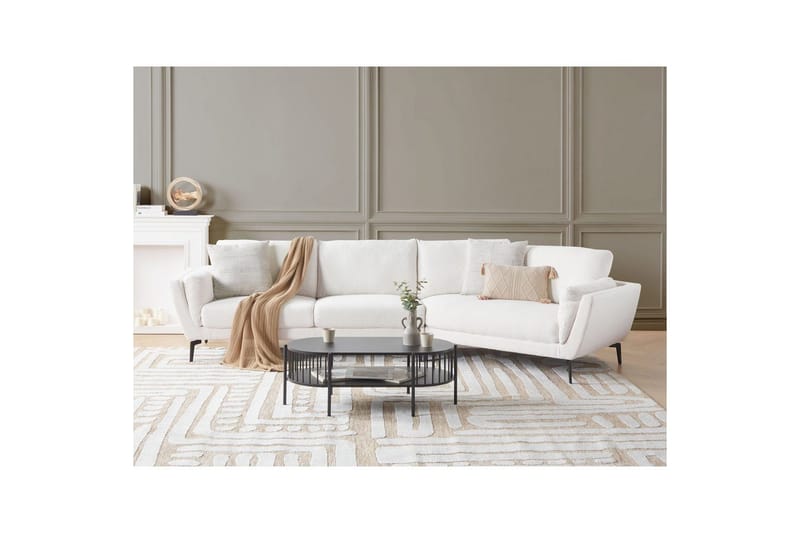 3-sitssoffa Beliani Kansseli Beige, svart White||Black - Huonekalut - Sohva - 3:n istuttava sohva