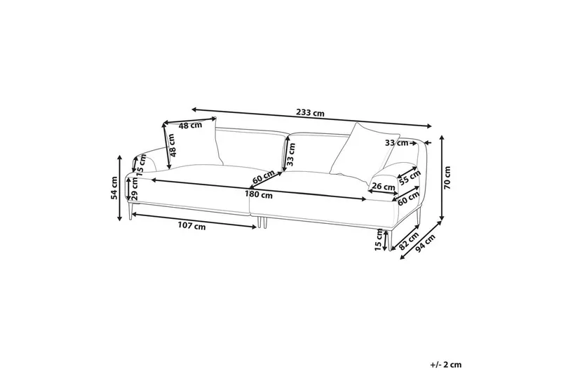 3-sitssoffa Beliani Matila Beige, brun Beige||Brown - Huonekalut - Sohva - 3:n istuttava sohva