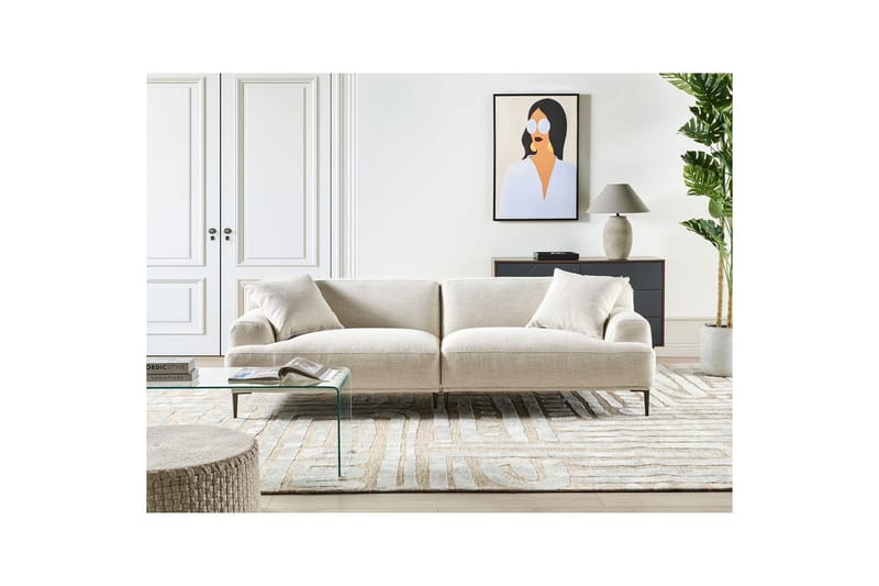 3-sitssoffa Beliani Matila Beige, brun Beige||Brown - Huonekalut - Sohva - 3:n istuttava sohva