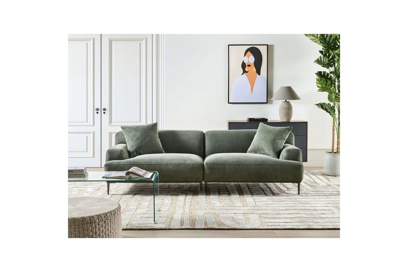 3-sitssoffa Beliani Matila Beige, brun Green||Brown - Huonekalut - Sohva - 3:n istuttava sohva