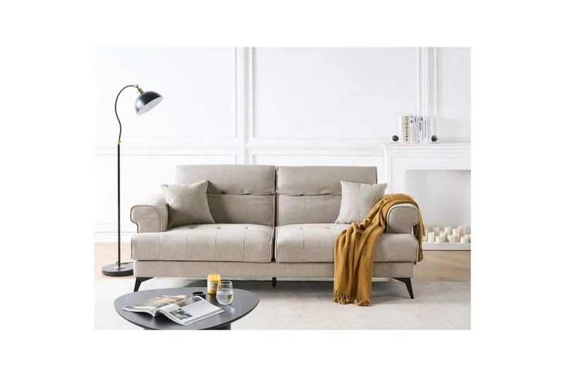 3-sitssoffa Beliani Skive Beige NO_BRAND Beige VALUE_MISSING_1 - Huonekalut - Sohva - 3:n istuttava sohva