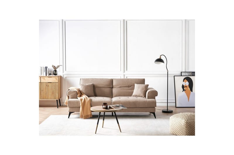 3-sitssoffa Beliani Skive Beige NO_BRAND Beige VALUE_MISSING_2 - Beige - Huonekalut - Sohva - 3:n istuttava sohva