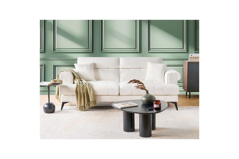 3-sitssoffa Beliani Skive Beige NO_BRAND White||Black VALUE_MISSING_3 - Huonekalut - Sohva - 3:n istuttava sohva
