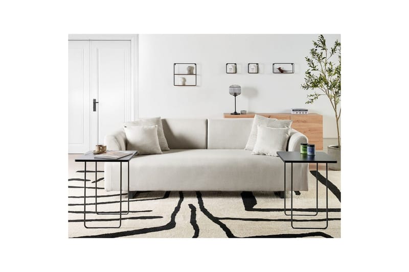 3-sitssoffa Beliani Sokna Beige, svart NO_BRAND Beige||Black - Huonekalut - Sohva - 3:n istuttava sohva