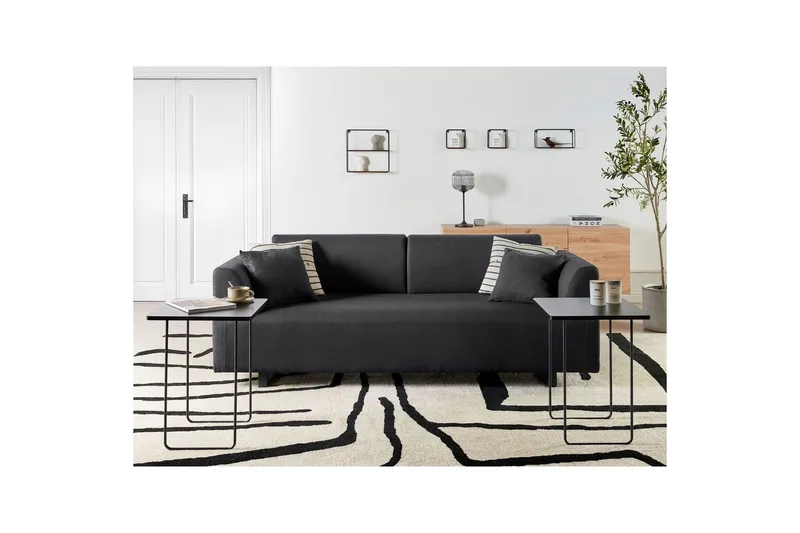 3-sitssoffa Beliani Sokna Beige, svart NO_BRAND Black - Huonekalut - Sohva - 3:n istuttava sohva
