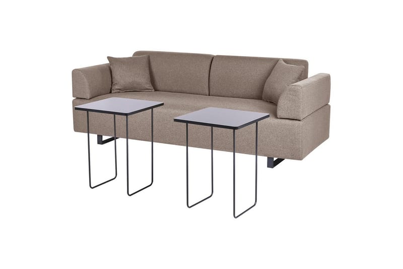 3-sitssoffa Beliani Sokna Beige, svart NO_BRAND Brown - Ruskea - Huonekalut - Sohva - 3:n istuttava sohva