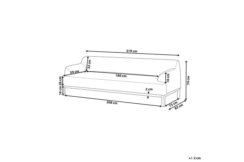 3-sitssoffa Beliani Sosjo Beige, ljust trä Beige||Light colored wood - Huonekalut - Sohva - 3:n istuttava sohva