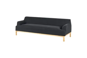 3-sitssoffa Beliani Sosjo Beige, ljust trä Black||Light colored wood - Huonekalut - Sohva - 3:n istuttava sohva