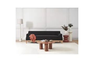 3-sitssoffa Beliani Sosjo Beige, ljust trä Black||Light colored wood - Huonekalut - Sohva - 3:n istuttava sohva