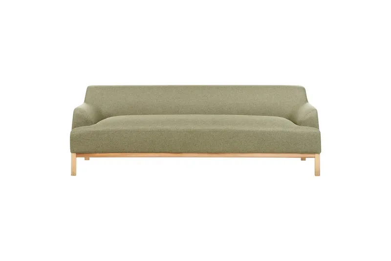 3-sitssoffa Beliani Sosjo Beige, ljust trä Green||Light colored wood - Huonekalut - Sohva - 3:n istuttava sohva