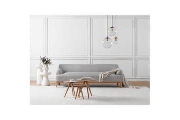 3-sitssoffa Beliani Sosjo Beige, ljust trä Grey||Light colored wood - Huonekalut - Sohva - 3:n istuttava sohva