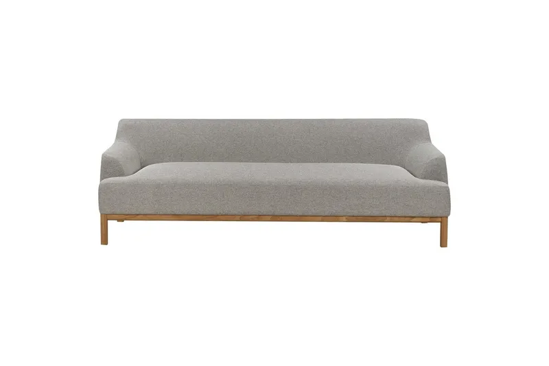 3-sitssoffa Beliani Sosjo Beige, ljust trä NO_BRAND Grey||Light colored wood, undefined