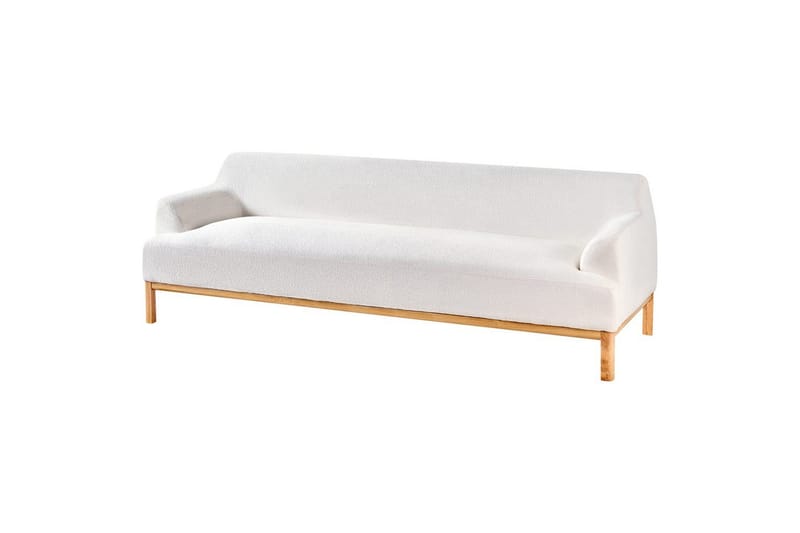 3-sitssoffa Beliani Sosjo Beige, ljust trä NO_BRAND White||Light colored wood - Huonekalut - Sohva - 3:n istuttava sohva