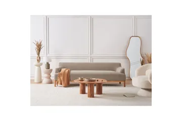 3-sitssoffa Beliani Sosjo Beige, ljust trä Taupe - Huonekalut - Sohva - 3:n istuttava sohva