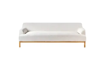 3-sitssoffa Beliani Sosjo Beige, ljust trä White||Light colored wood - Huonekalut - Sohva - 3:n istuttava sohva