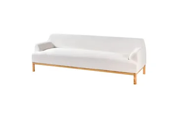 3-sitssoffa Beliani Sosjo Beige, ljust trä White||Light colored wood - Huonekalut - Sohva - 3:n istuttava sohva