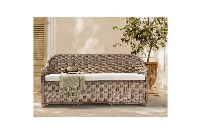 3-sitssoffa Beliani Susua Nature||White - Puutarhakalusteet - Terassiryhmät - Terassisohvat