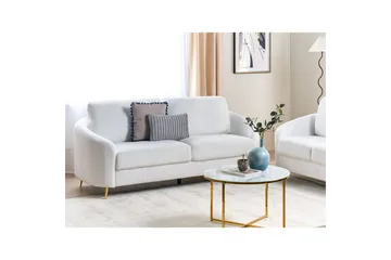 3-sitssoffa Beliani Trosa Beige, guld White - Huonekalut - Sohva - 3:n istuttava sohva