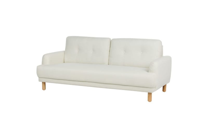 3-sitssoffa Beliani Tuve Beige, ljust trä, Bouclé NO_BRAND Offwhite||Light colored wood - Huonekalut - Sohva - 3:n istuttava sohva