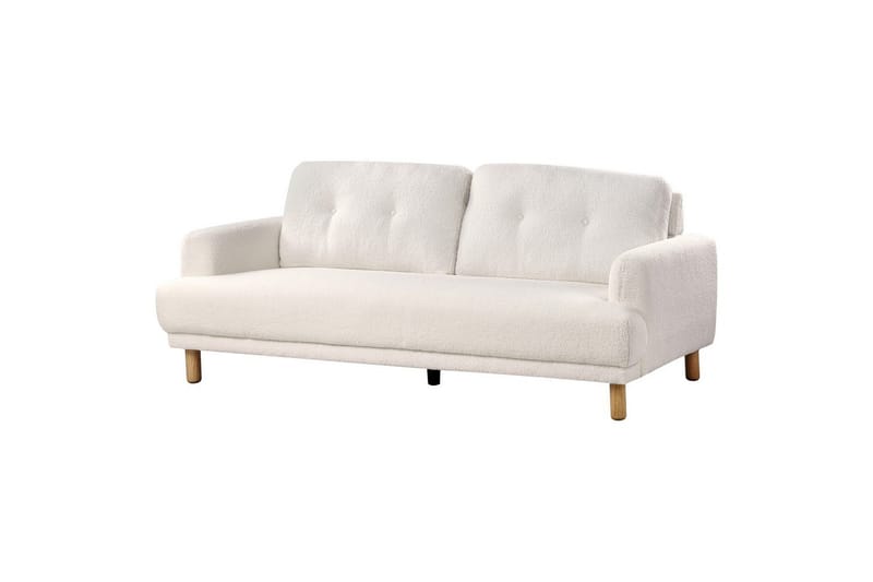 3-sitssoffa Beliani Tuve Beige, ljust trä, Bouclé NO_BRAND White||Light colored wood - Huonekalut - Sohva - 3:n istuttava sohva