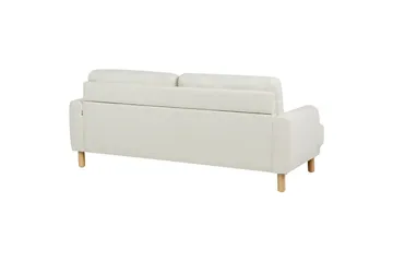 3-sitssoffa Beliani Tuve Beige, ljust trä, Bouclé Offwhite||Light colored wood - Huonekalut - Sohva - 3:n istuttava sohva