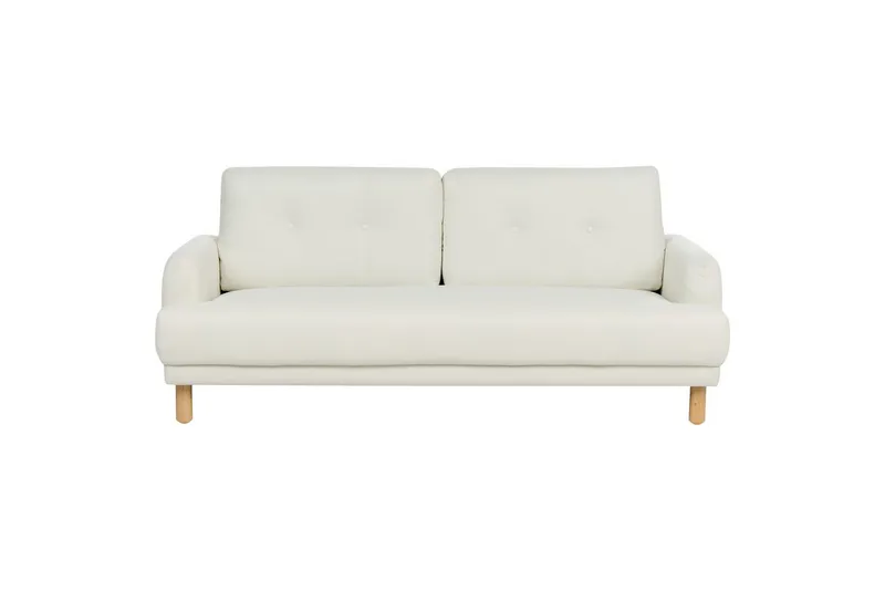 3-sitssoffa Beliani Tuve Beige, ljust trä, Bouclé Offwhite||Light colored wood, undefined